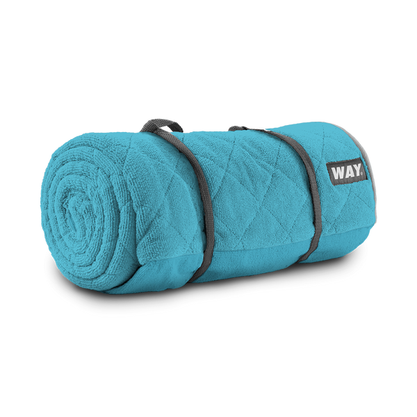 Extra Grip Travel Yoga Mat - WAYmat Ocean Waves Blue | Foldable Towel ...
