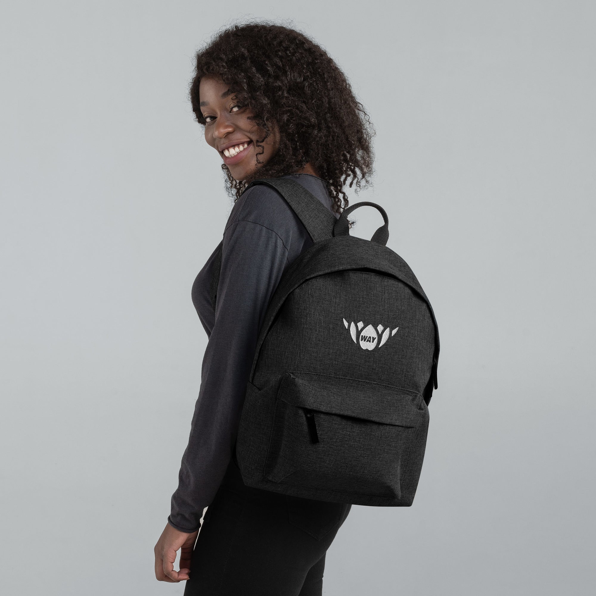 Lotus-Embroidered Backpack